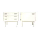 Set of two vintage white bedside tables made in the 70s