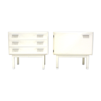 Set of two vintage white bedside tables made in the 70s