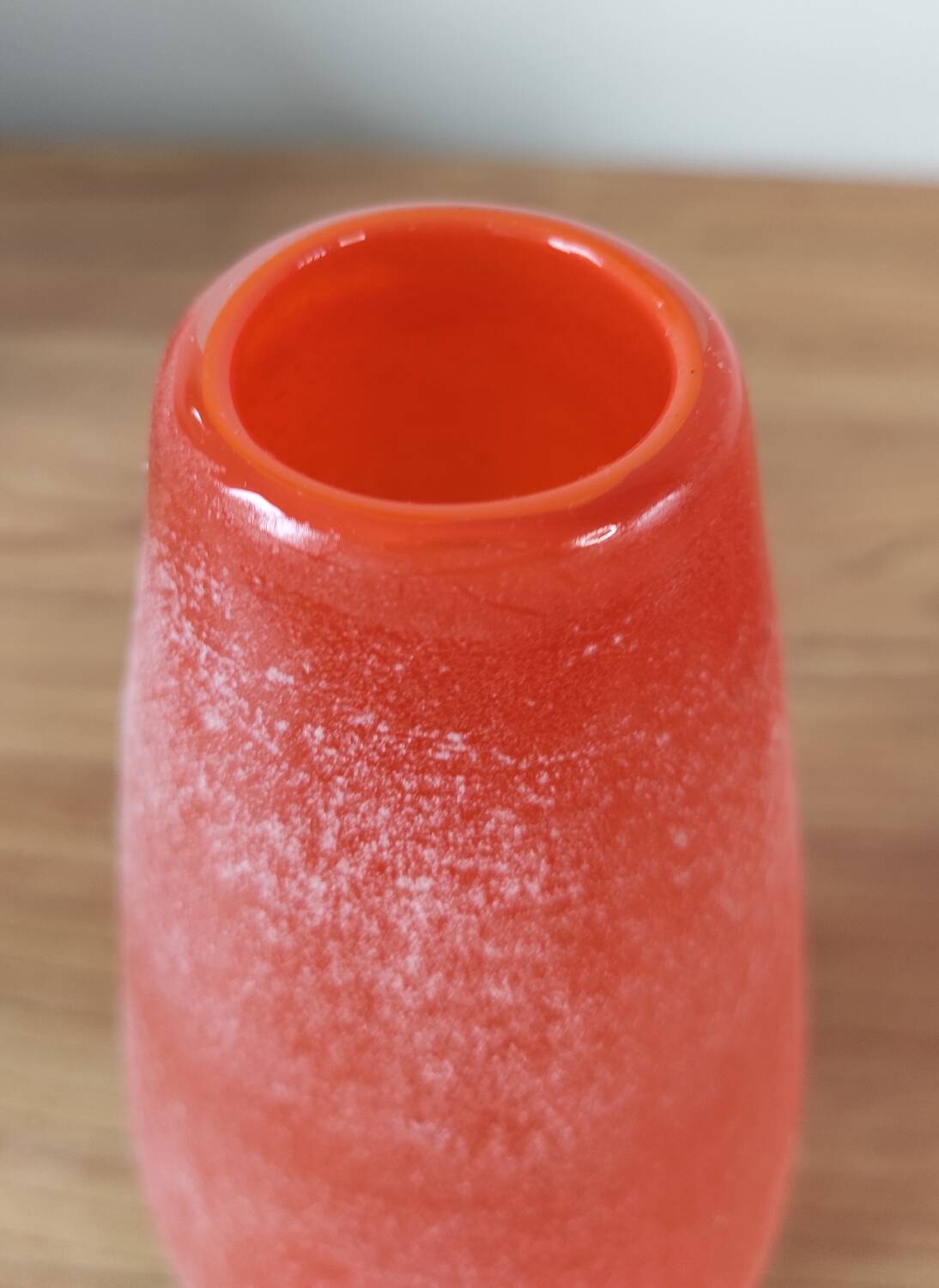 Pair of Murano vases by Seguso - Vintage Corroso glass in orange.