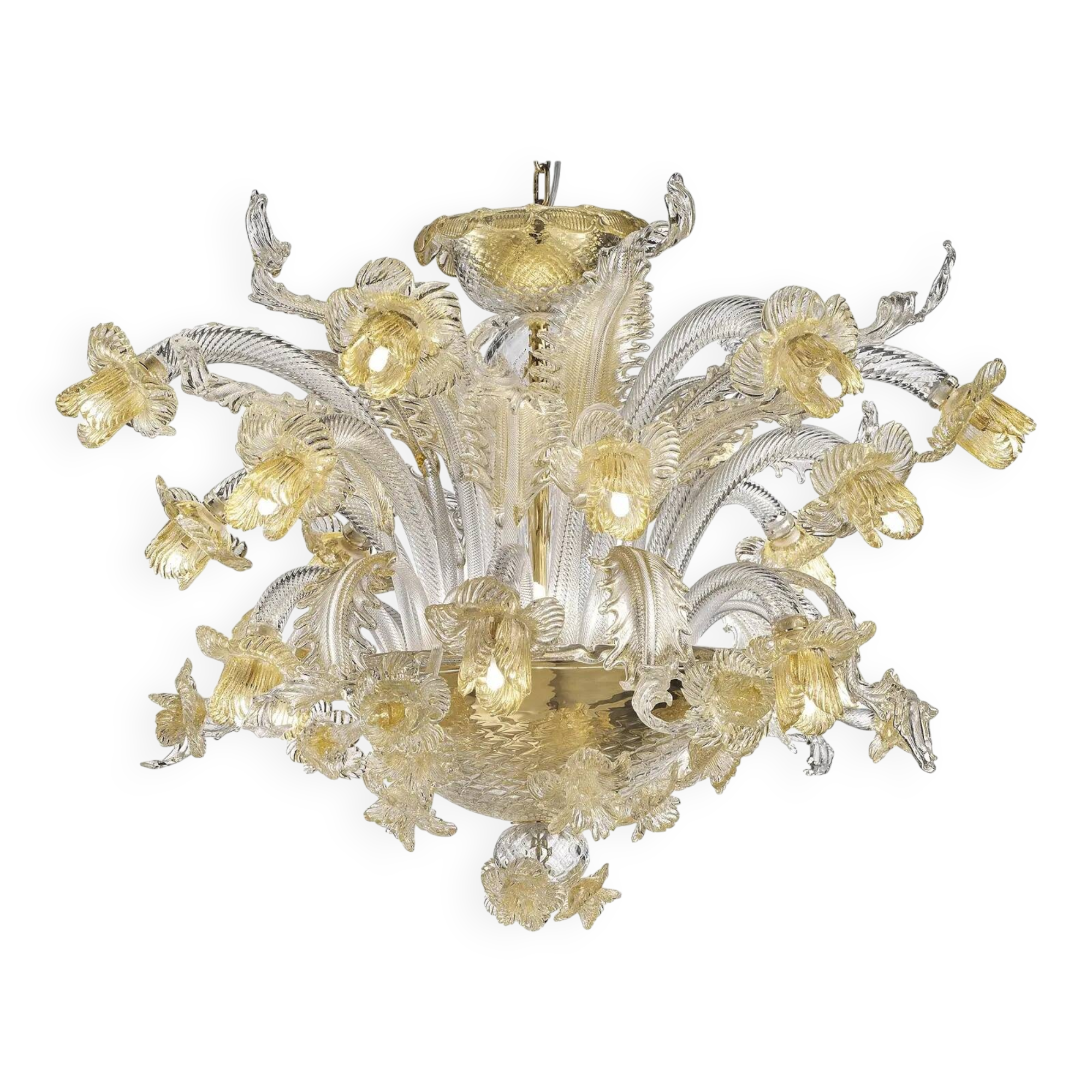 Venetian Floreal Luxury Gold Muarno Glass Chandelier