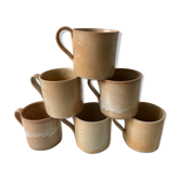 Set of 6 coffee/tea cups in artisanal stoneware 70s