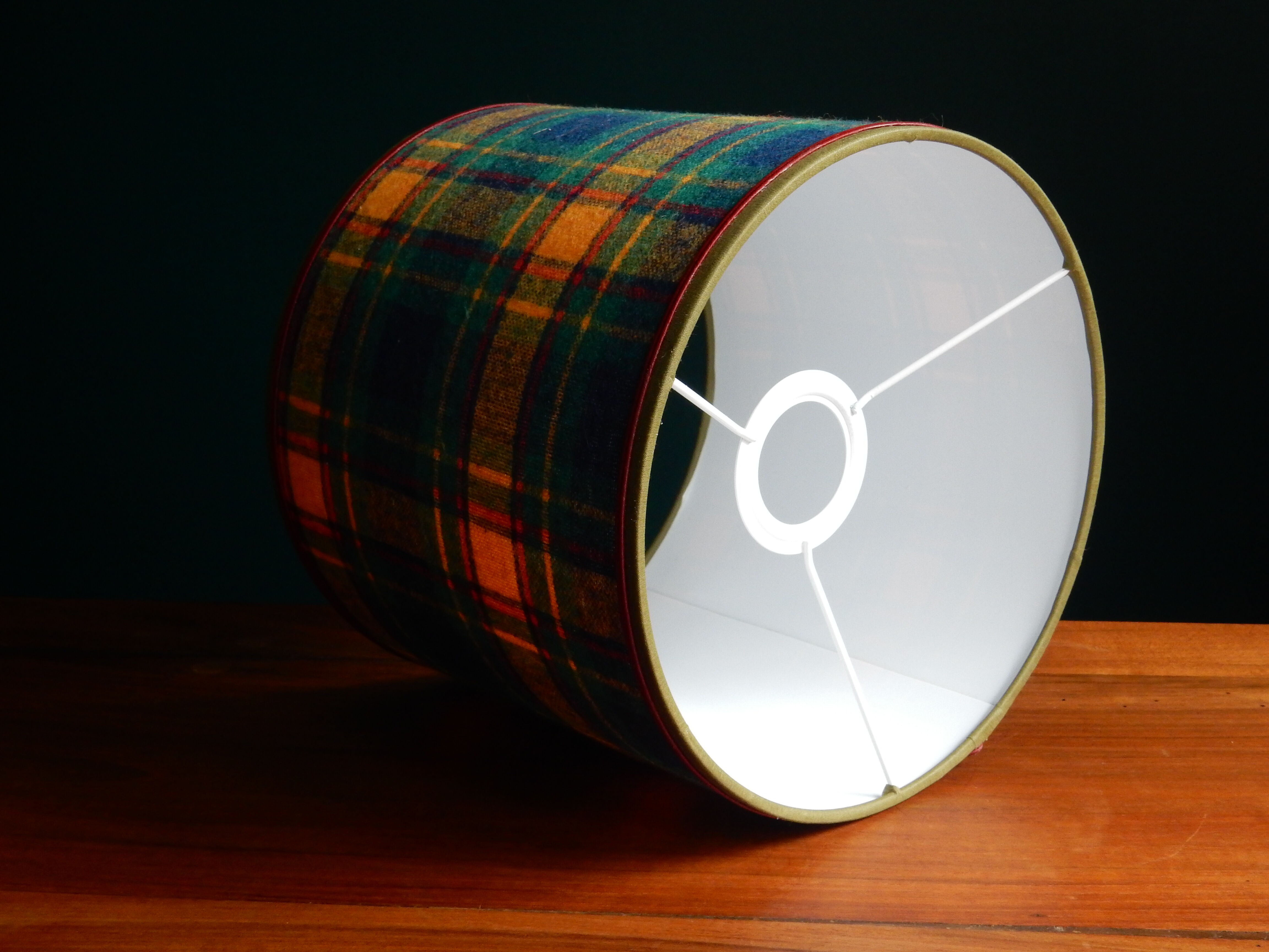 Yellow and green Scottish wool tartan lampshade