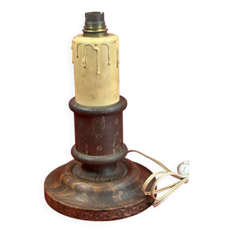 Napoleon III lamp base, wood, gold polychromy, 26 cm socket height