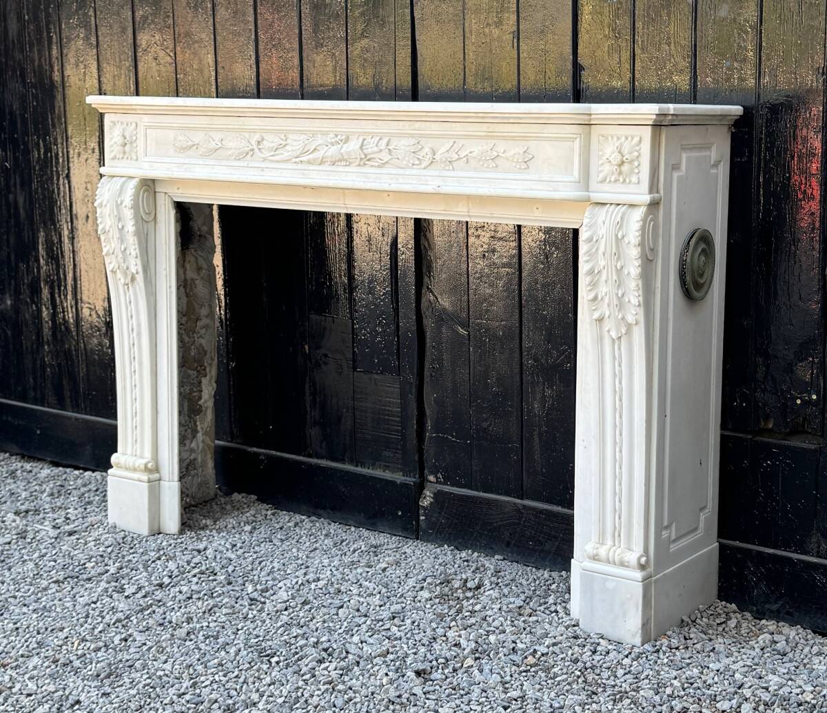 Louis XVI Style Fireplace in Carrara Marble Circa 1880