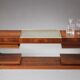 Table basse art déco en palissandre et verre