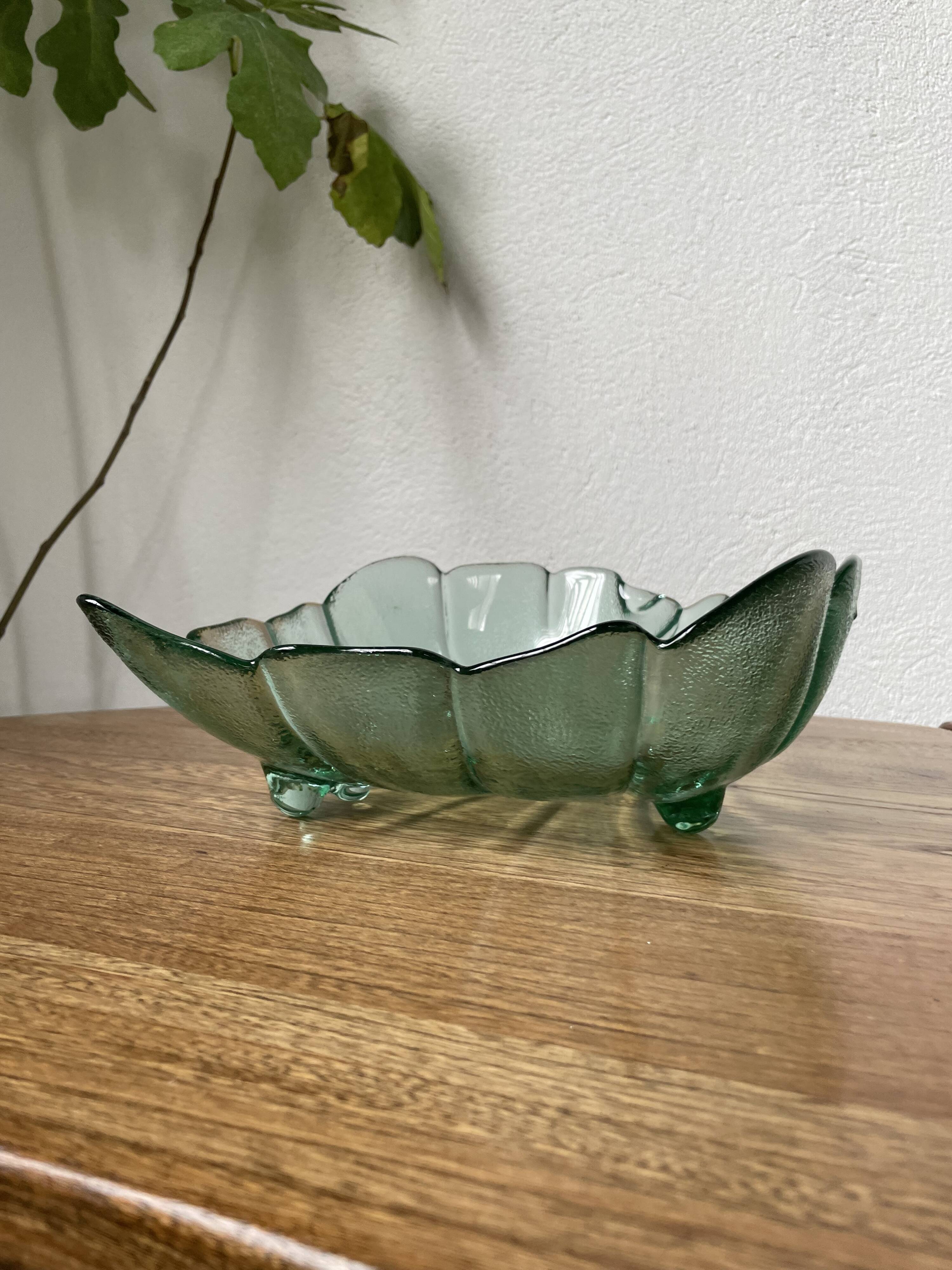 Tinted glass “leaf” dish