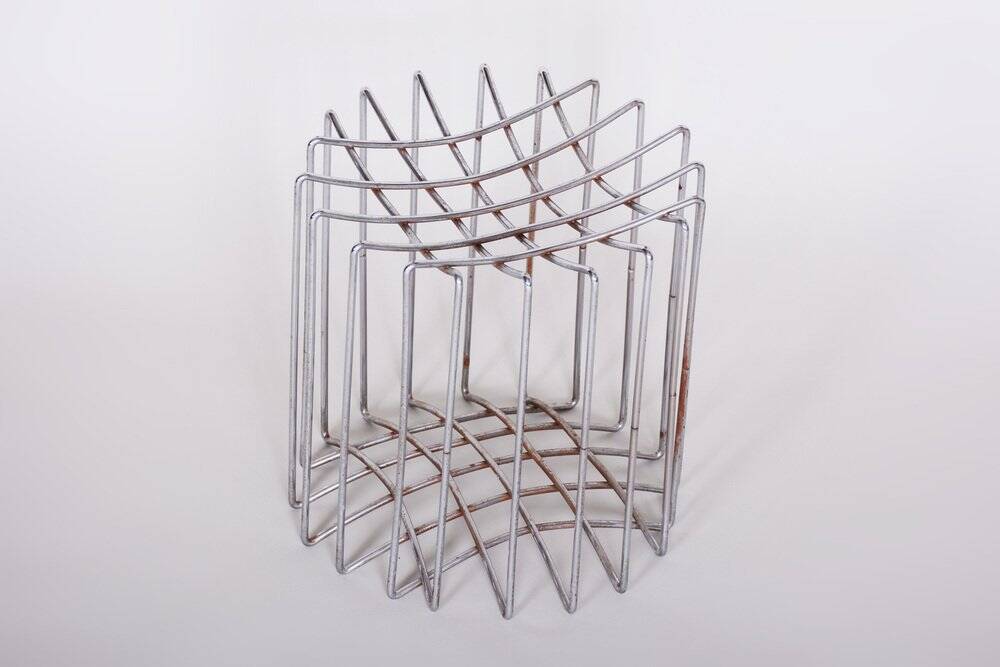 Mid-Century Round Stool in Chrome & Leather, Germany, 1960s