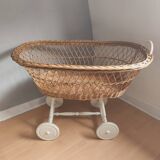 Vintage Alsatian rattan cradle
