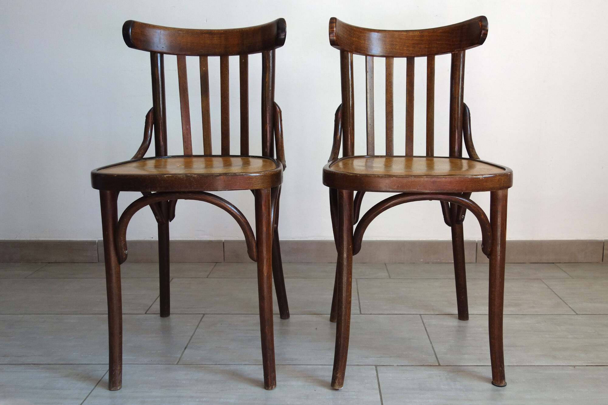 Pair of bistro chairs pattern flowers