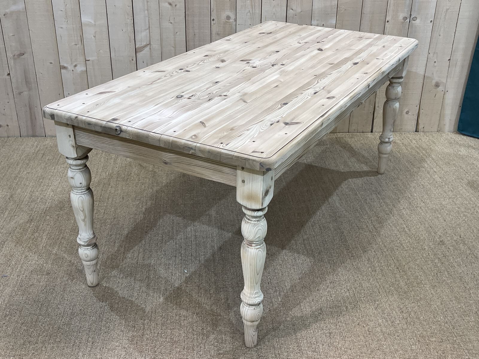 English farmhouse table of the twentieth century in raw fir