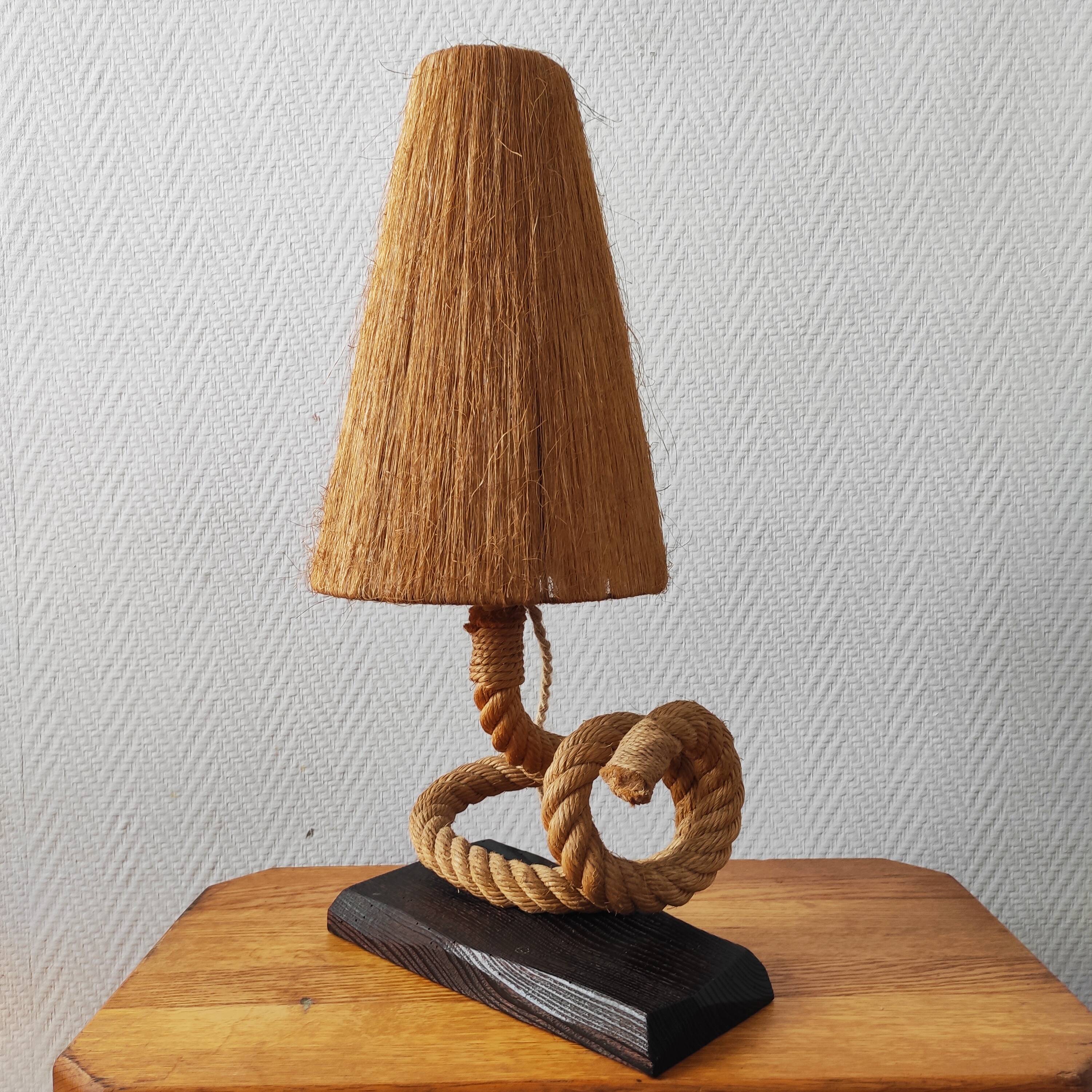 Vintage 1950s table lamp in rope – in the style of Audoux & Minet