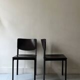 Set of 2 Italian chairs in brown Havana leather, design MATTEO GRASSI