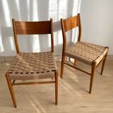 Pair of Scandinavian teak and rope chairs