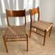 Pair of Scandinavian teak and rope chairs