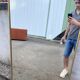 Large Venetian style mirror with engraved decoration and gilded frame 184 cm