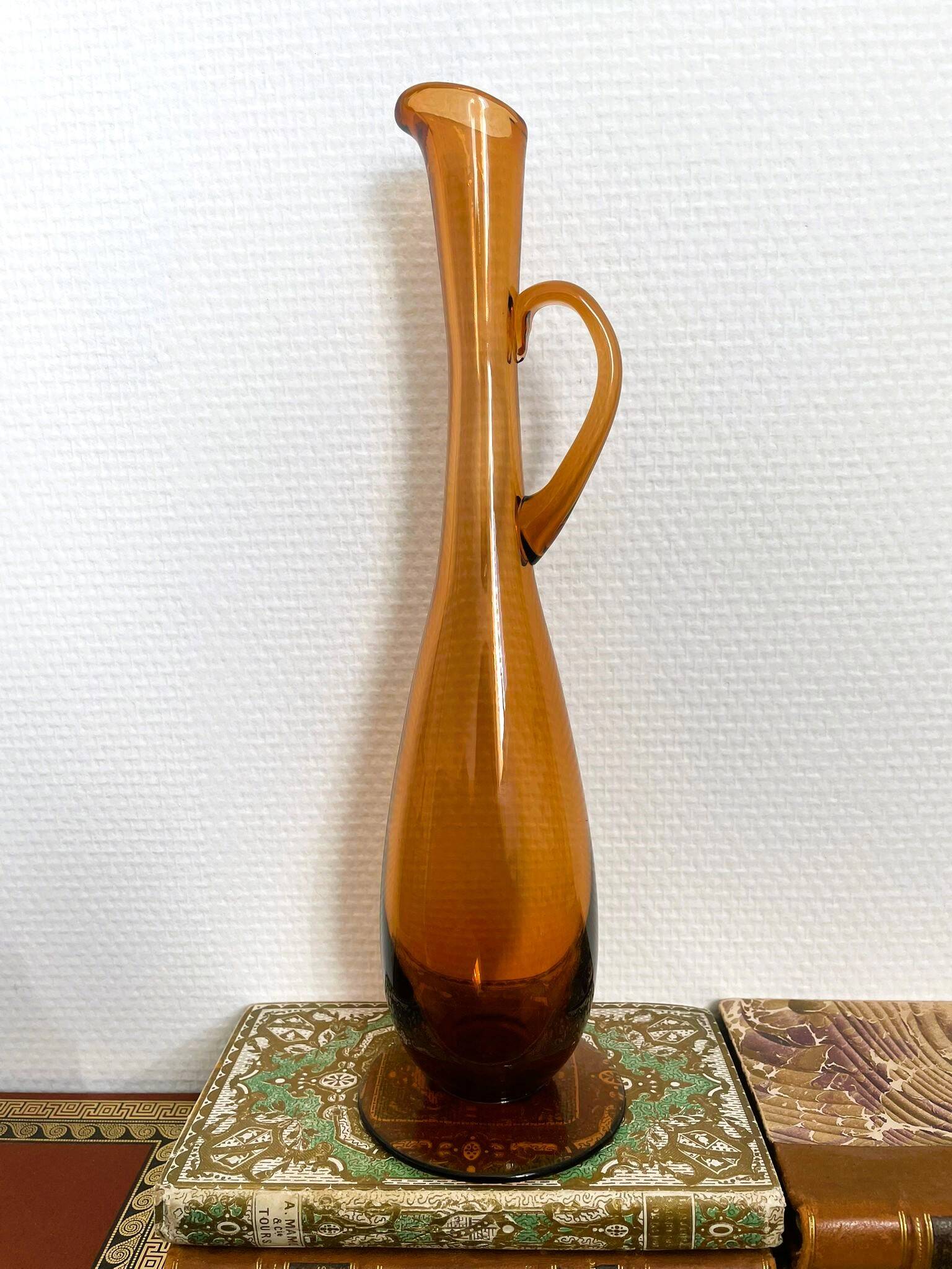 Amber ewer / carafe from Portieux crystal factory