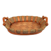 Plateau en bois et osier