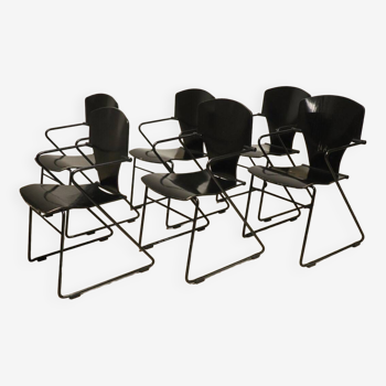 Series of 6 minimalist chairs model "EGOA 300" by Josep Mora