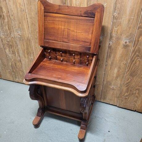 Small secretary desk / wooden storage desk in antique style.