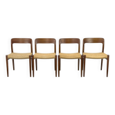 Chaises Modèle 75 par Niels O. Møller pour JL Møllers, 1960s, Set de 4