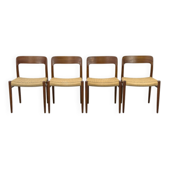 Model 75 Chairs by Niels O. Møller for J.L Møllers, 1960s, Set of 4