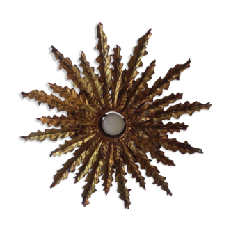 1950s metal sunburst wall applique