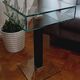 Very beautiful Marais International design pedestal table in 10mm clear glass