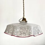 White clichy skirt suspension with raspberry spun glass edge