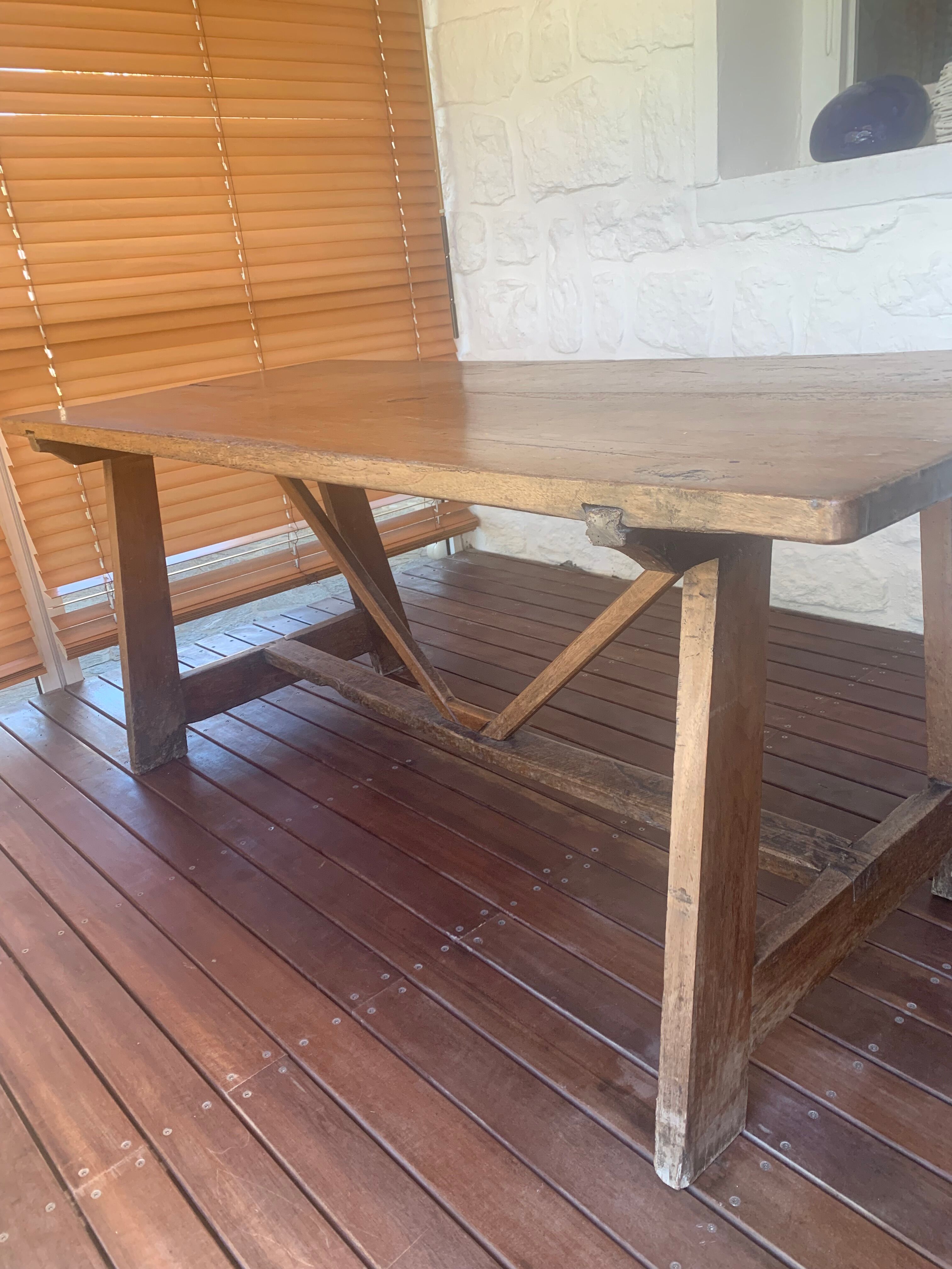 Large antique farmhouse table in solid wood – country/monastery spirit