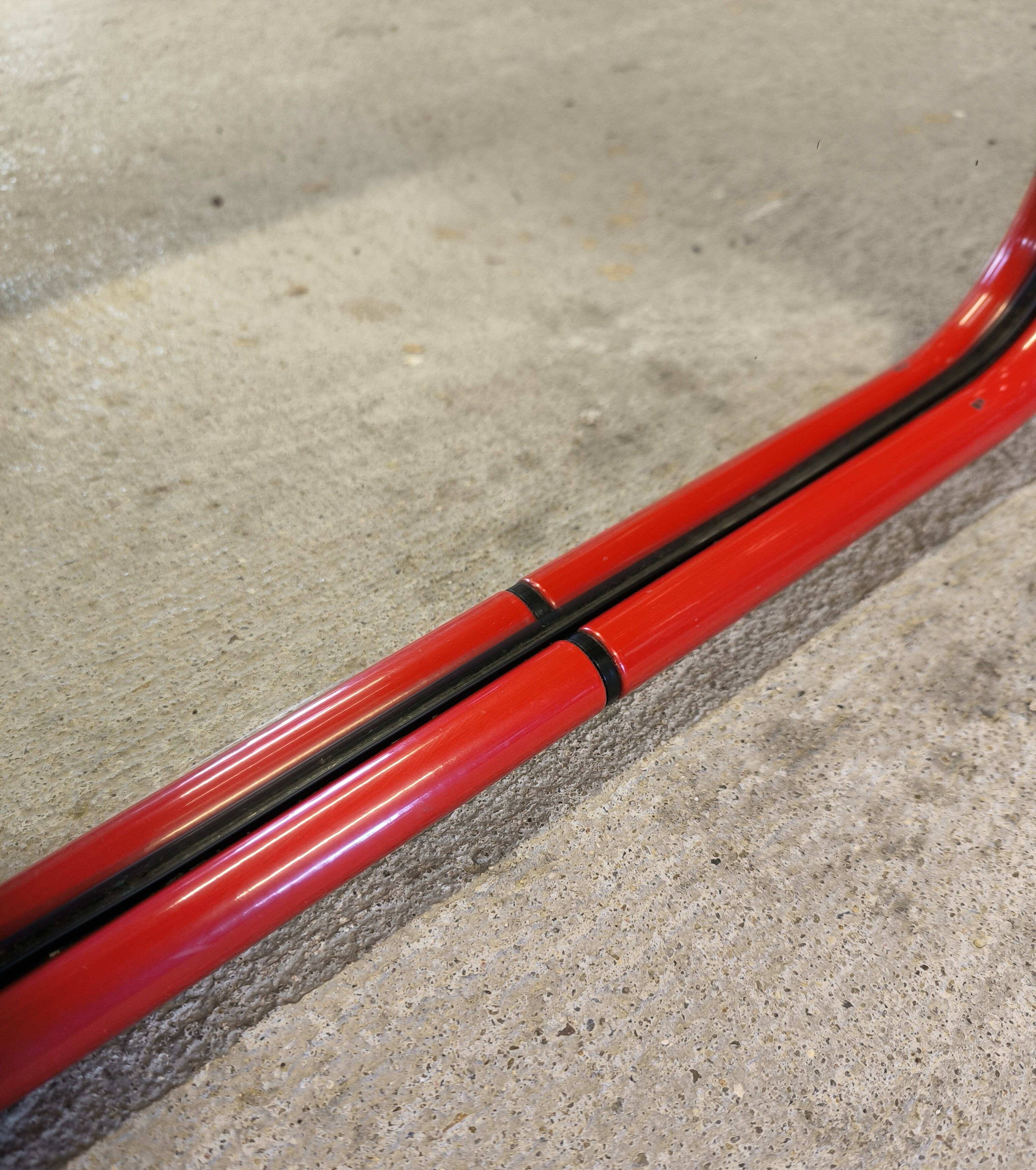 Vintage post-modern lacquered red metal mirror