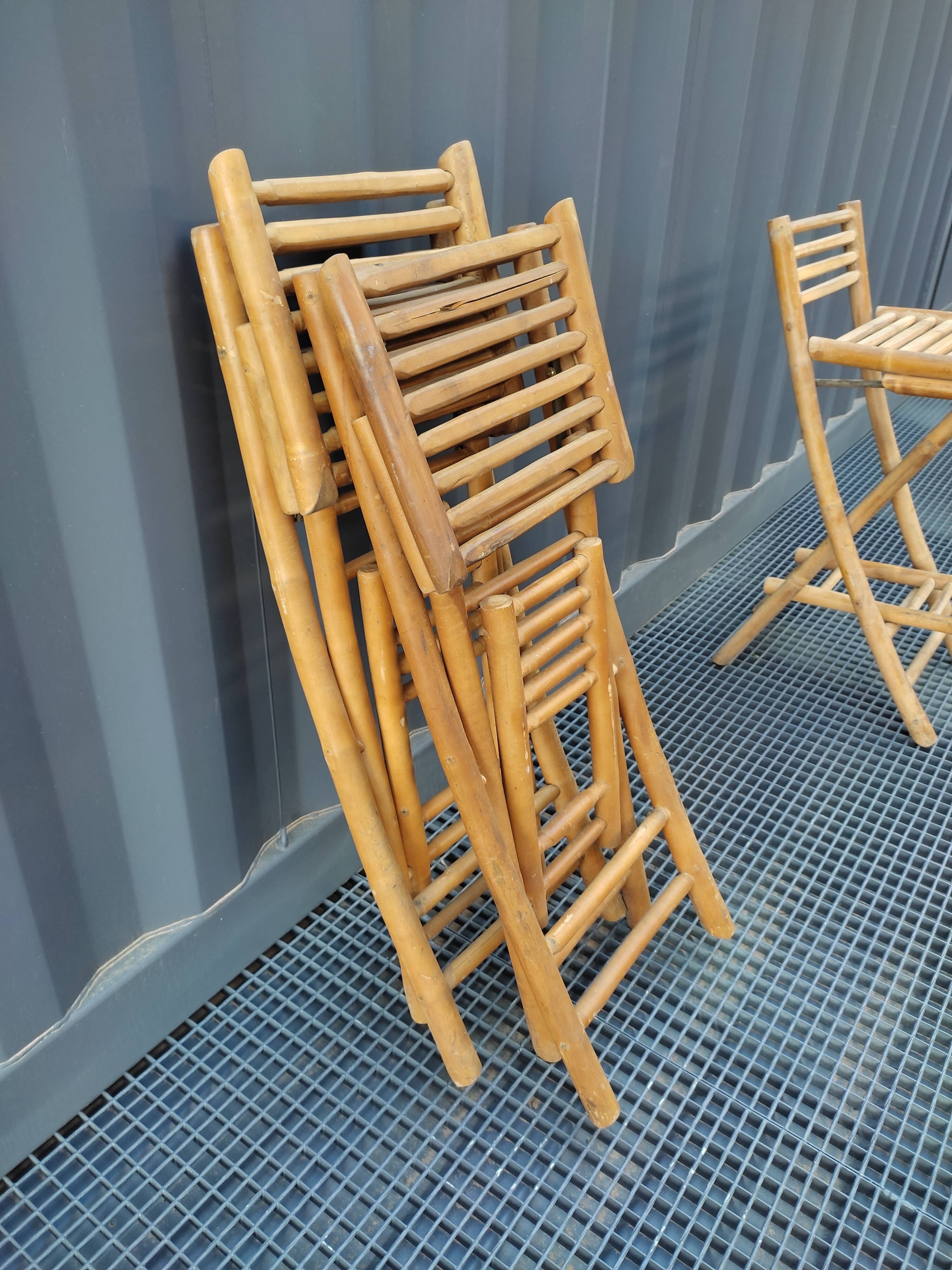 Trio of bamboo bar chairs