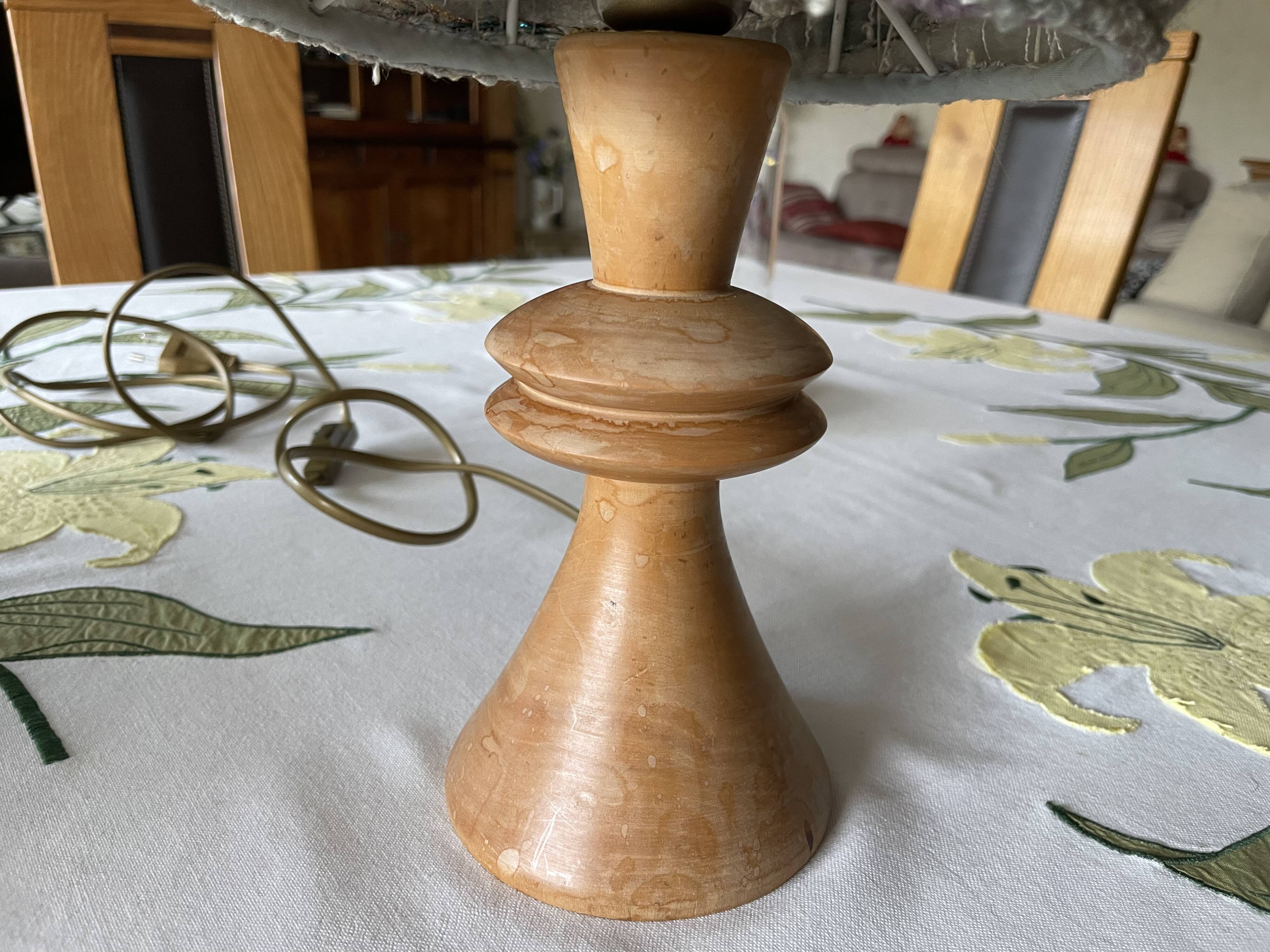 Turned wood table lamp