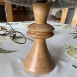 Turned wood table lamp