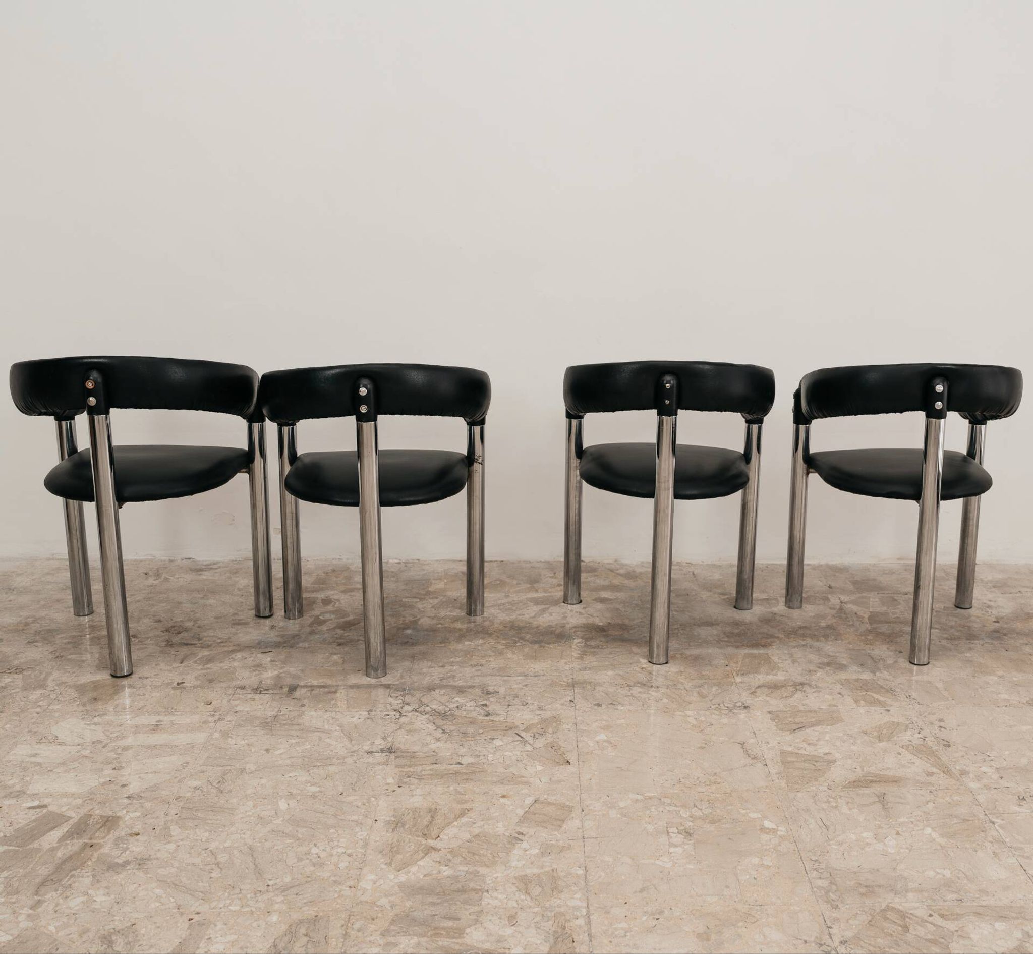 Set de 4 fauteuils de salle à manger design années 70 vintage modernariato