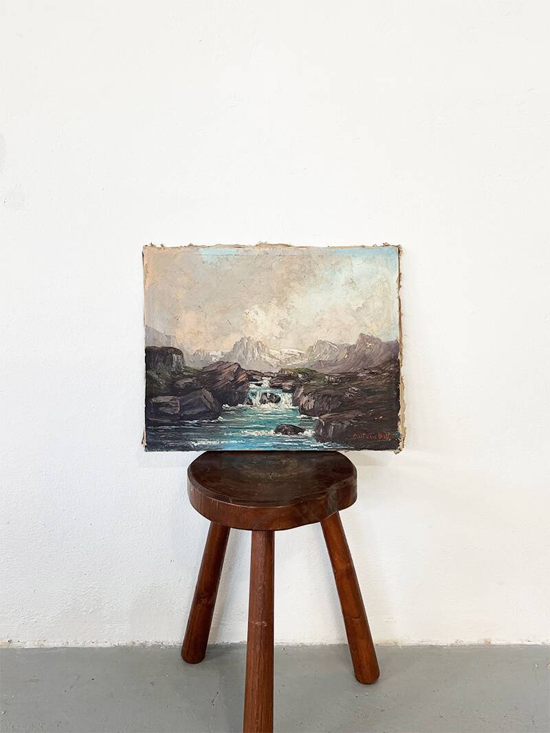 Painting "Mountain Torrent", Oil on canvas