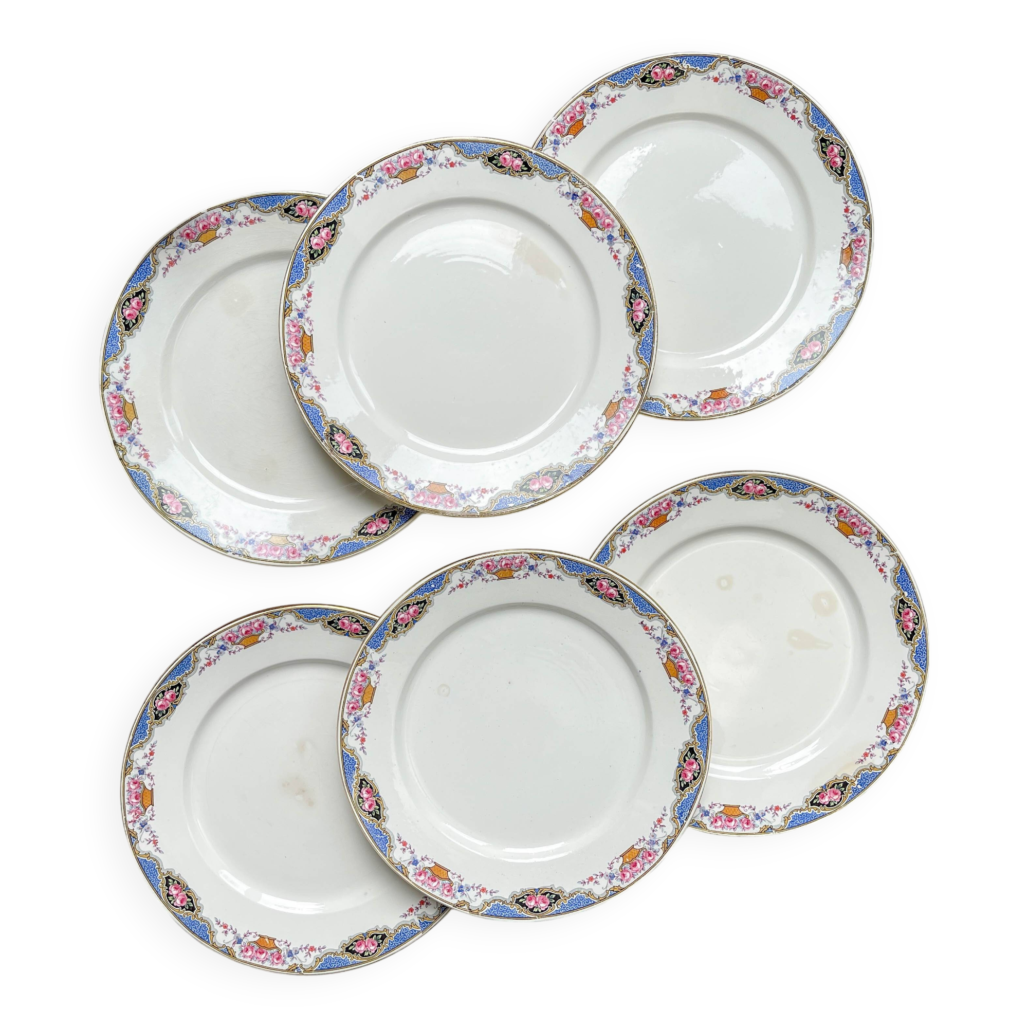 6 small vintage floral plates Digoin Sarreguemines – 1950s