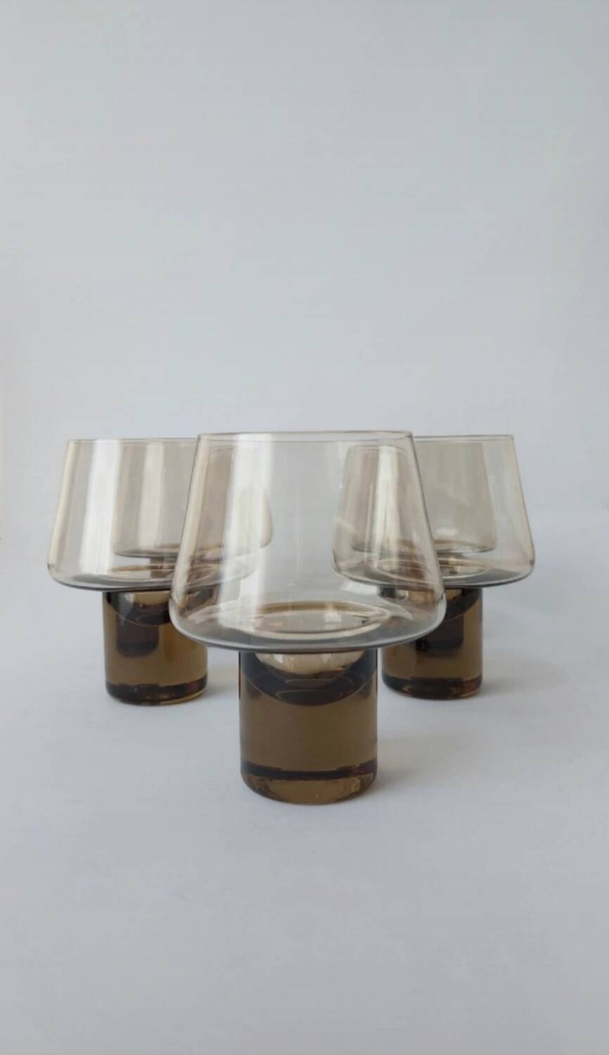 Smoked 70s carafe and glass set