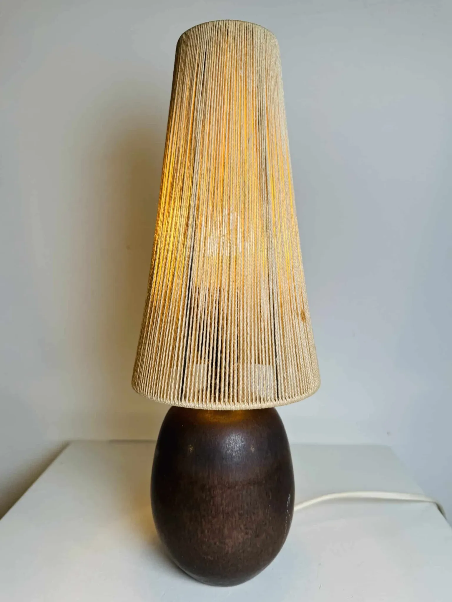 Ceramic And Sisal Table Lamp By Agne Aronsson, Sweden, 1960S