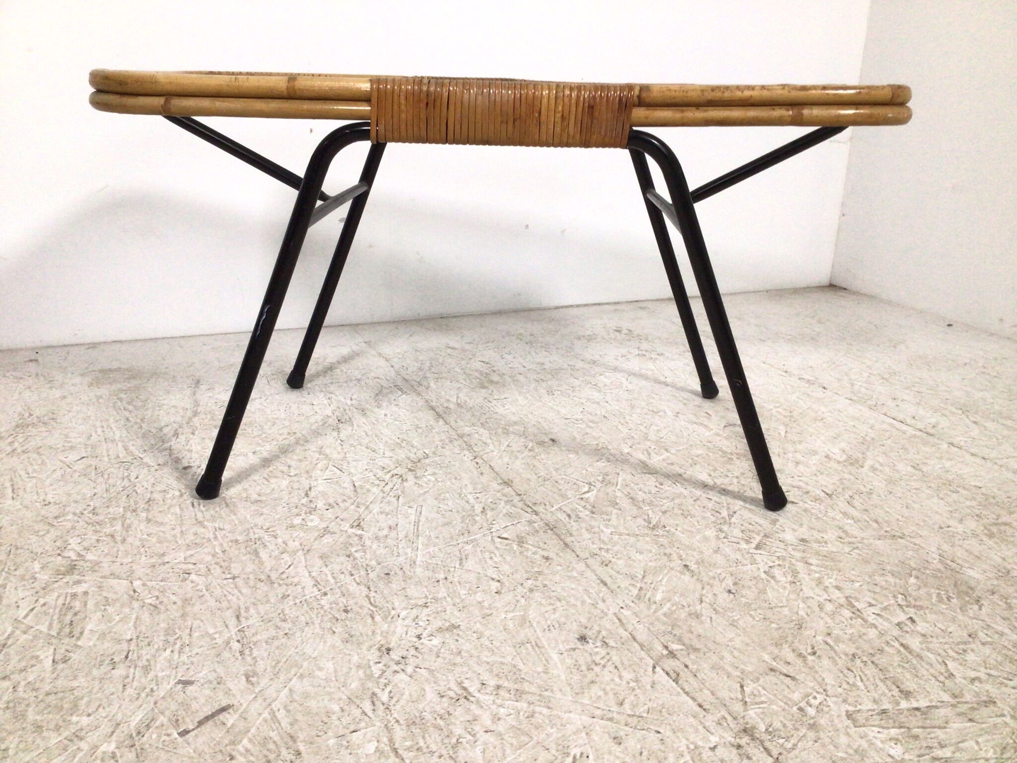 Rattan / glass / metal coffee table