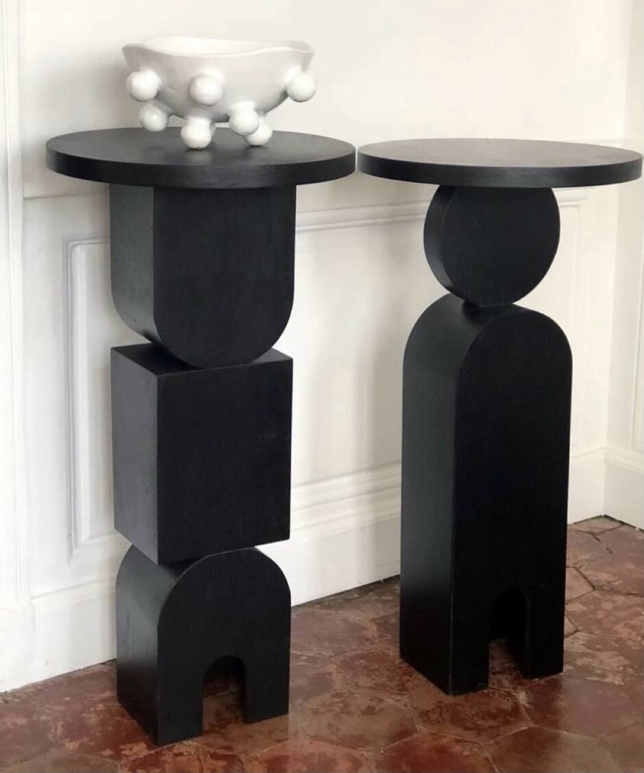 Sellette - Table d'appoint en bois teinté noir