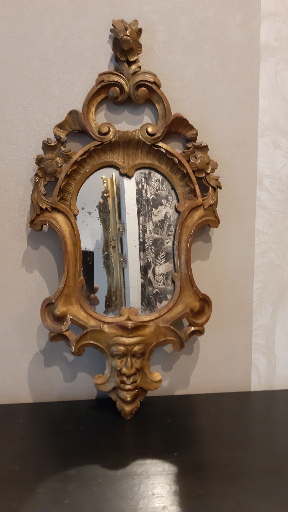 Golden wood mirror 60 x 30 cm