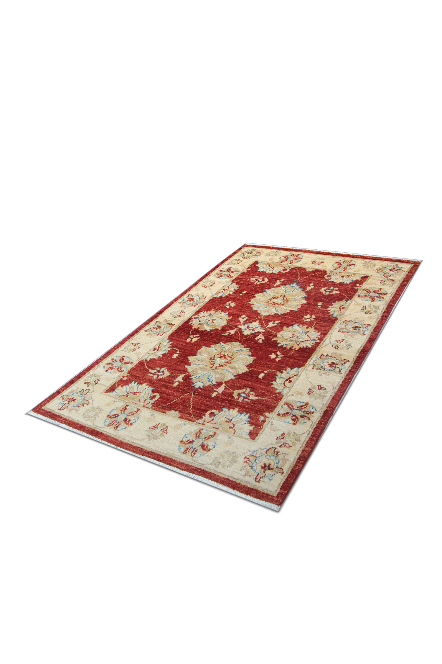 Traditional Red Wool Area Rug Ziegler Carpet- 77x121cm