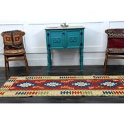 1970s Vintage Turkish Oushak Handmade Wool Cotton Red Runner Rug 78x224