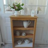 Petite bibliothèque de belle facture en bois brut finition cirée