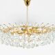 Large chandelier in gilded brass and crystal, Sciolari design by Palwa, Germany, 1970s.