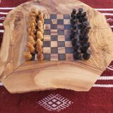 Jeux d'échecs rustique en bois d'olivier
