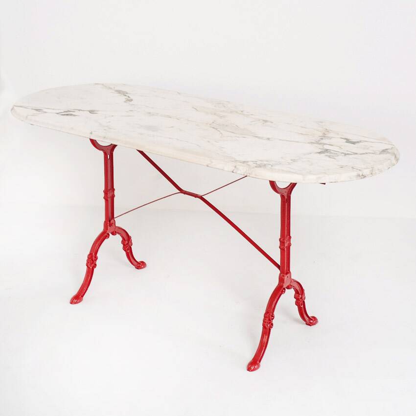 Vintage bistro table. Cast iron and marble. France, 1950s.