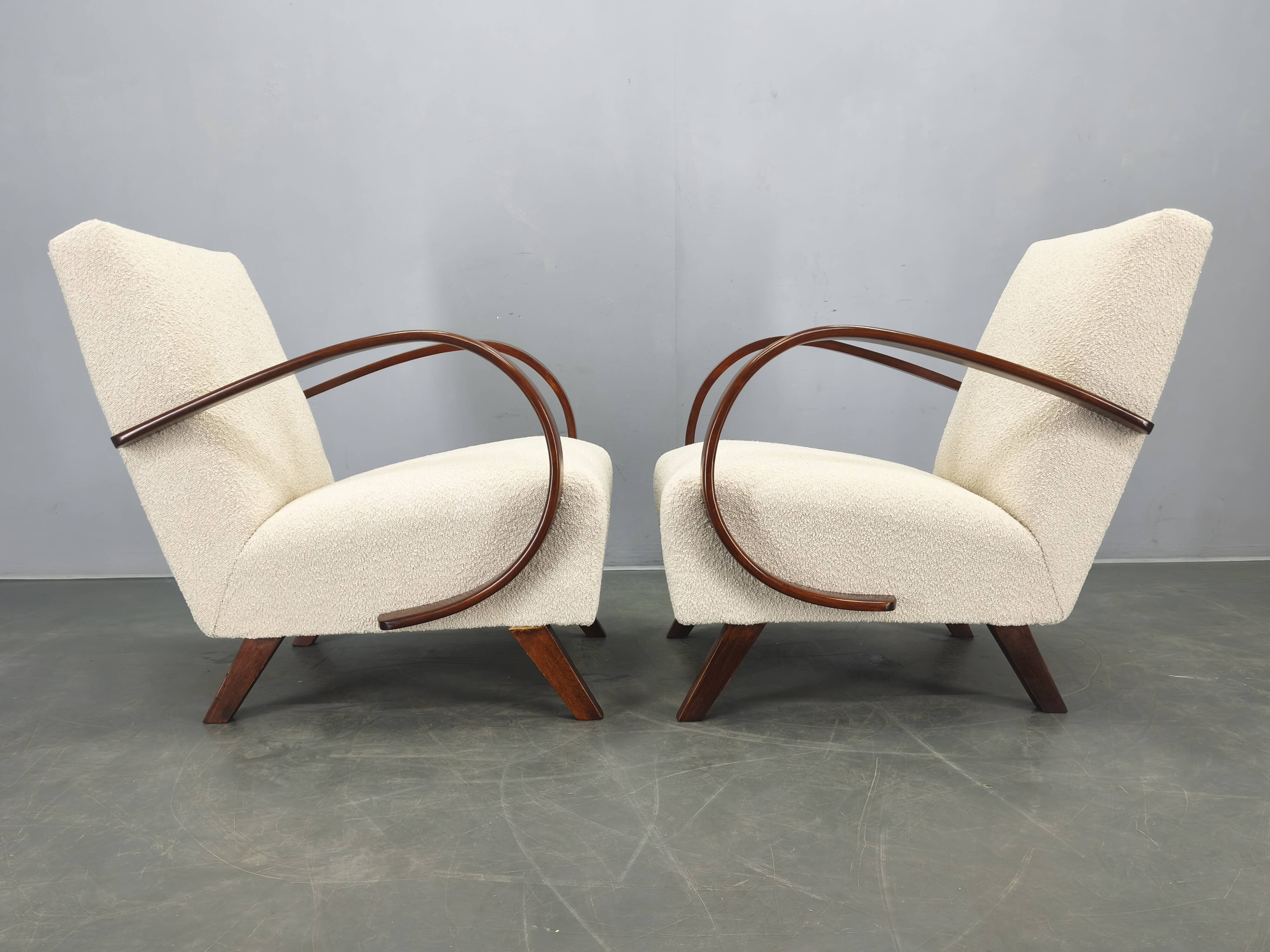 Pair of Halabala Art Deco Armchairs, 1940s