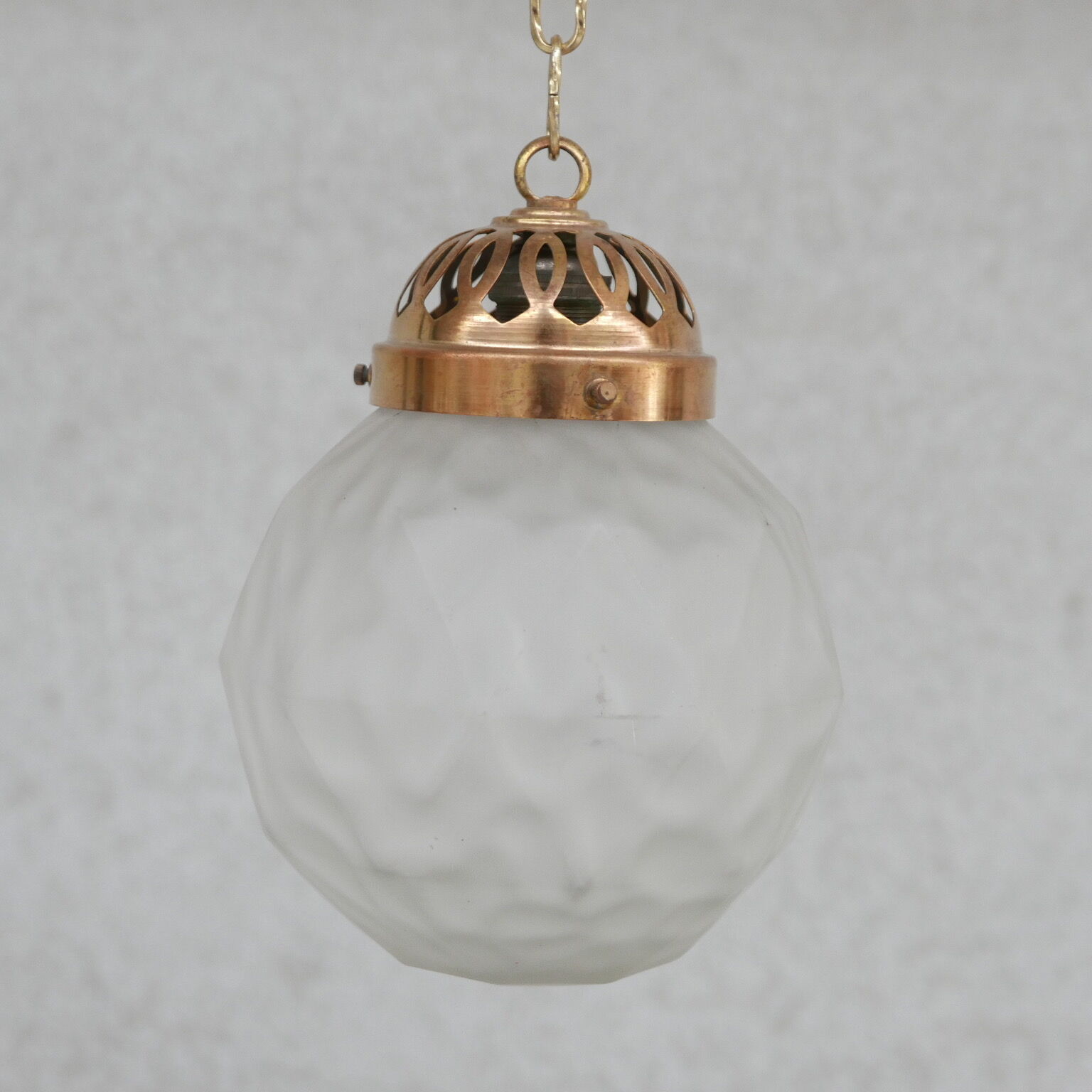 Brass and etched glass french pendant light