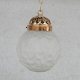 Brass and etched glass french pendant light